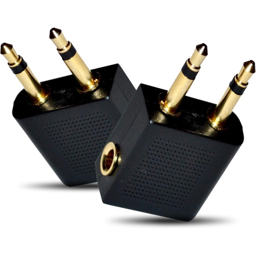 Gold Plated Airplane Flight Headphone Adapters | Allows You to use Your Earphones with All in-Flight Media Systems