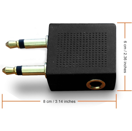 Gold Plated Airplane Flight Headphone Adapters | Allows You to use Your Earphones with All in-Flight Media Systems