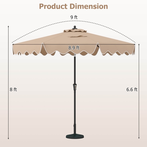 Costway 9 FT Patio Umbrella 2-Tier Market Table Umbrella with Sun-Protective Canopy