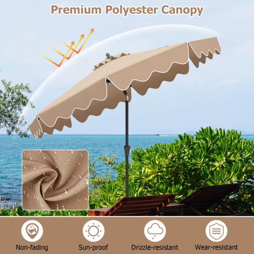 Costway 9 FT Patio Umbrella 2-Tier Market Table Umbrella with Sun-Protective Canopy