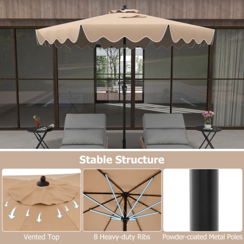 Costway 9 FT Patio Umbrella 2-Tier Market Table Umbrella with Sun-Protective Canopy