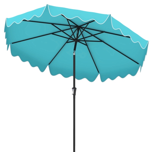 Image 1 of 9.. Costway 9 FT Patio Umbrella 2-Tier Market Table Umbrella with Sun-Protective Canopy