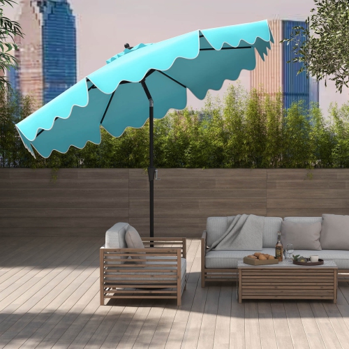 Parasol de table de patio à 2 niveaux de 9 pi de Costway avec auvent protecteur