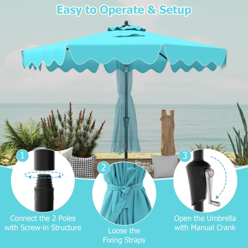 Parasol de table de patio à 2 niveaux de 9 pi de Costway avec auvent protecteur