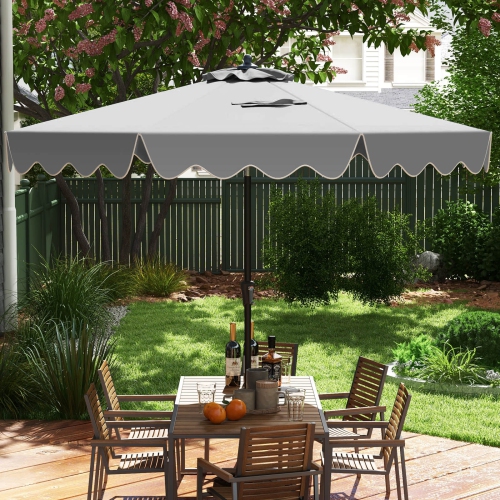 Parasol de table de patio à 2 niveaux de 9 pi de Costway avec auvent protecteur