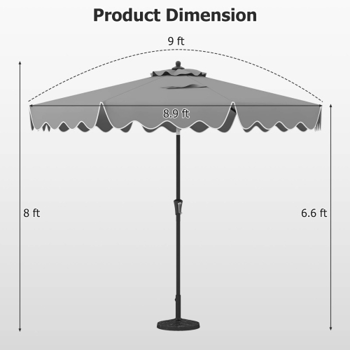 Parasol de table de patio à 2 niveaux de 9 pi de Costway avec auvent protecteur
