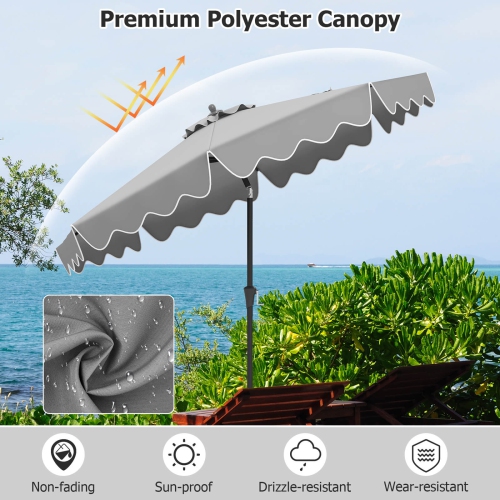 Parasol de table de patio à 2 niveaux de 9 pi de Costway avec auvent protecteur