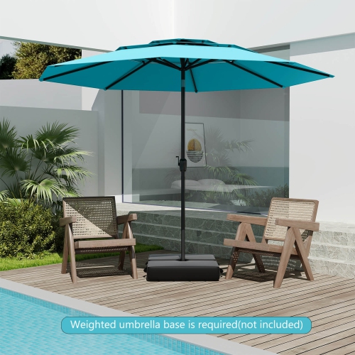 Parasol patio aéré à 3 niveaux 10 pi de Costway Grand parasol extérieur brune/turquoise/bleu marine/beige/gris/rouge/noir