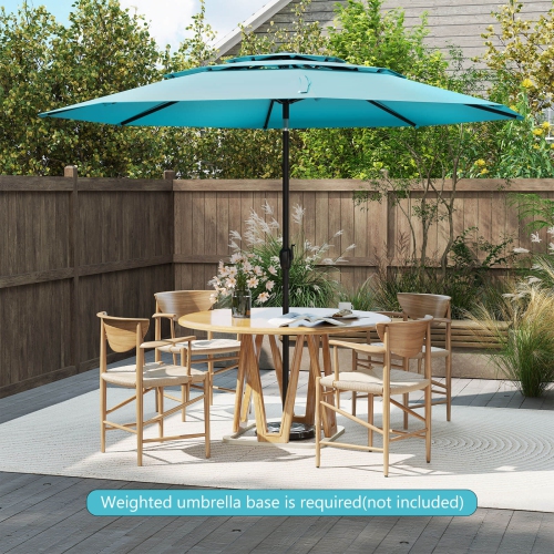 Parasol patio aéré à 3 niveaux 10 pi de Costway Grand parasol extérieur brune/turquoise/bleu marine/beige/gris/rouge/noir