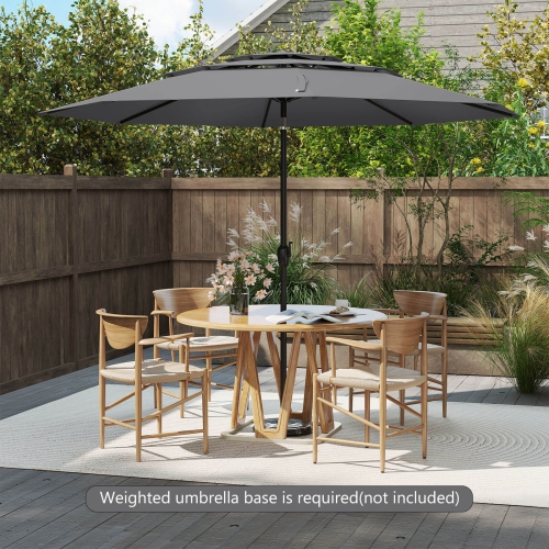 Costway 10 ft 3-tier Vented Patio Umbrella Large Market Table Umbrella Outdoor Sun Shade Brown/Turquoise/Navy/Beige/Gray/Red/Black