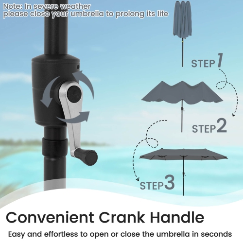 Costway 13 FT Large Patio Umbrella Outdoor Double-Sided Table Market Umbrella for Garden Beige/Brown/Gray/Navy/Orange/Wine