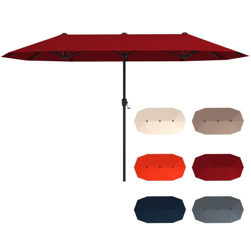 Costway 13 FT Large Patio Umbrella Outdoor Double-Sided Table Market Umbrella for Garden Beige/Brown/Gray/Navy/Orange/Wine
