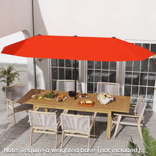 Costway 13 FT Large Patio Umbrella Outdoor Double-Sided Table Market Umbrella for Garden Beige/Brown/Gray/Navy/Orange/Wine
