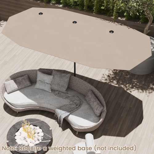 Costway 13 FT Large Patio Umbrella Outdoor Double-Sided Table Market Umbrella for Garden Beige/Brown/Gray/Navy/Orange/Wine