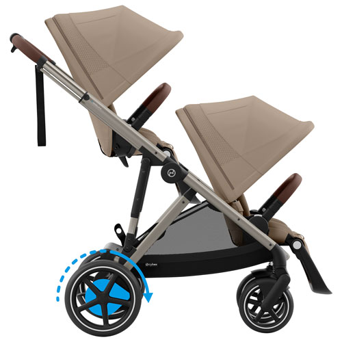 Poussette pleine grandeur convertible e-Gazelle S de Cybex - Beige amande/Noir