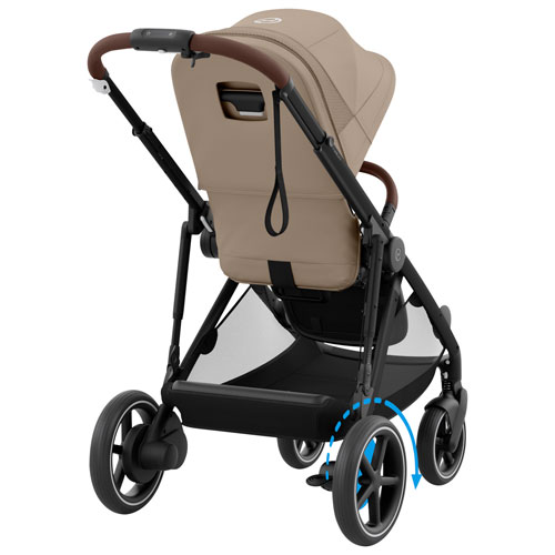 Poussette pleine grandeur convertible e-Gazelle S de Cybex - Beige amande/Noir