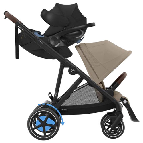Poussette pleine grandeur convertible e-Gazelle S de Cybex - Beige amande/Noir