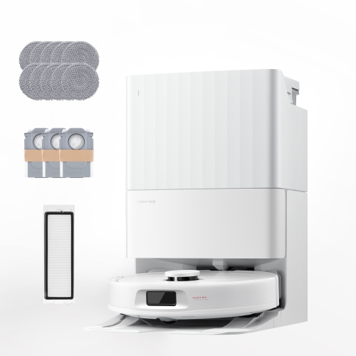 Roborock – Aspirateur robot et vadrouille QR 798 avec puissance d'aspiration de 10&nbsp;000 Pa et brosse latérale antienchevêtrement – Blanc