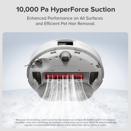 Roborock – Aspirateur robot et vadrouille QR 798 avec puissance d'aspiration de 10&nbsp;000 Pa et brosse latérale antienchevêtrement – Blanc