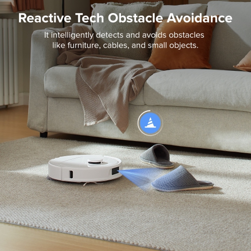 Roborock – Aspirateur robot et vadrouille QR 798 avec puissance d'aspiration de 10&nbsp;000 Pa et brosse latérale antienchevêtrement – Blanc