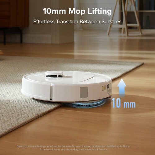 Roborock – Aspirateur robot et vadrouille QR 798 avec puissance d'aspiration de 10&nbsp;000 Pa et brosse latérale antienchevêtrement – Blanc