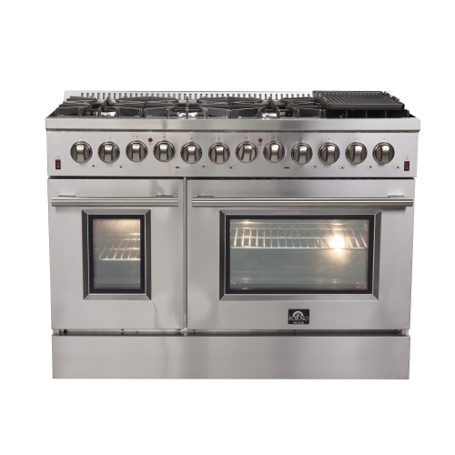 Ensemble de cuisine Forno Premium 2 pièces - Cuisinière biénergie en acier inoxydable Galiano 48&nbsp;po, unités Forno MadPaderno 2-28&nbsp;po de