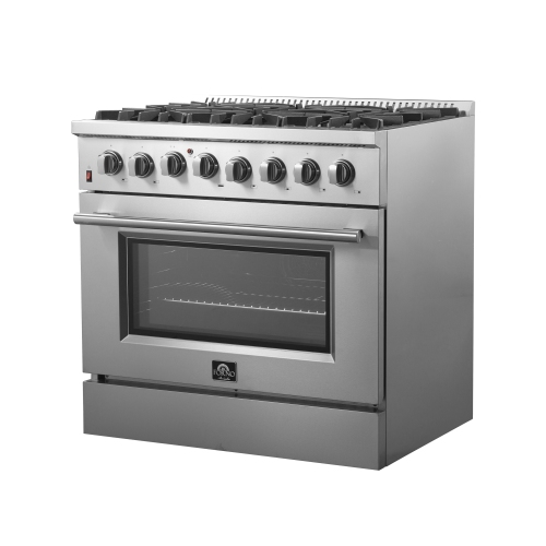 Ensemble de cuisine Forno Premium 3 pièces - Cuisinière biénergie de 36 po Galiano, réfrigérateur à deux portes de 36 po, lave-vaisselle