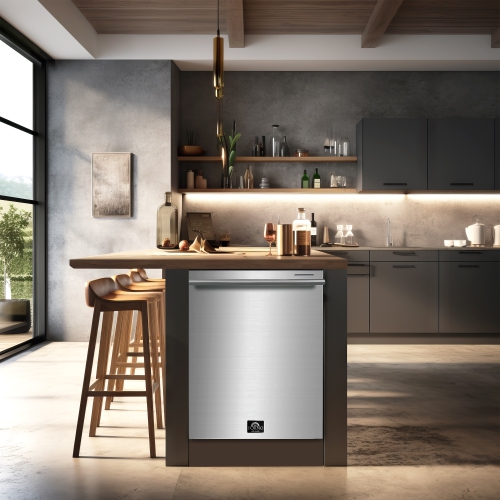 Ensemble de cuisine Forno Premium 3 pièces - Cuisinière biénergie de 36 po Galiano, réfrigérateur à deux portes de 36 po, lave-vaisselle