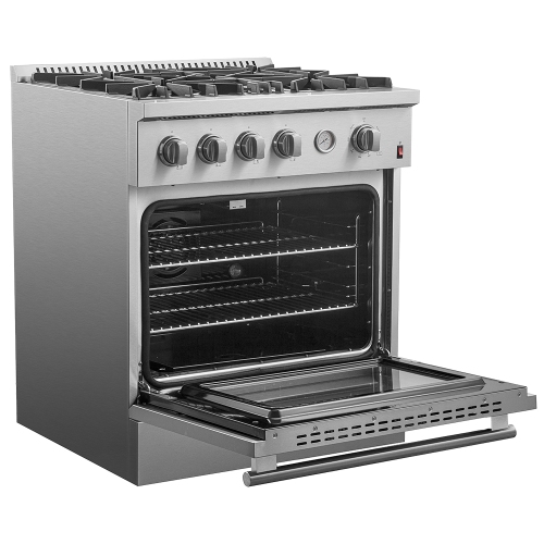 FORNO Premium 2-Piece Kitchen Bundle - Marco 30-inch Gas Range Stainless Steel, Forno Salerno 33" Side-by-Side Stainless Steel Refrigerator 15.6