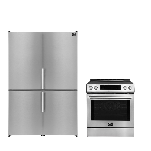 Image 1 de 7.. Ensemble de cuisine Forno Premium 2 pièces - Cuisinière à induction de 30&nbsp;po Donatello, réfrigérateur à congélateur inférieur de 46,8&nbsp;po