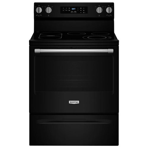 Open Box - Maytag 30" 5.3 Cu. Ft. Self-Clean 5-Element Freestanding Electric Air Fry Range - Black - Scratch & Dent
