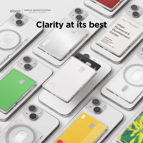elago Clear Magnetic Card Holder Compatible with MagSafe for iPhone 16/15/14/13/12 Series - Secure Phone Wallet, Durable Polycarbonate Construction,