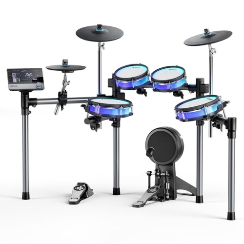 Image 1 de 10.. Donner BackBeat Electric Drum Set with High-Tech 7-inch Touchscreen, 1126 Sounds, Customize Drum Pad Colors, Internal Rack Wiring, and Gaming APP for