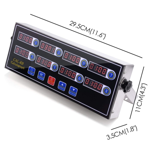Minuterie numérique de cuisine à 8 canaux avec affichage LED en acier inoxydable, minuterie de rappel de minuterie de cuisson, horloge de restaurant