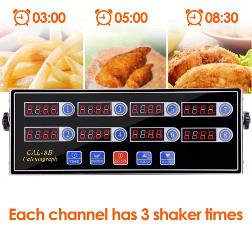 Minuterie numérique de cuisine à 8 canaux avec affichage LED en acier inoxydable, minuterie de rappel de minuterie de cuisson, horloge de restaurant