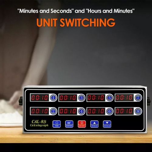 Minuterie numérique de cuisine à 8 canaux avec affichage LED en acier inoxydable, minuterie de rappel de minuterie de cuisson, horloge de restaurant