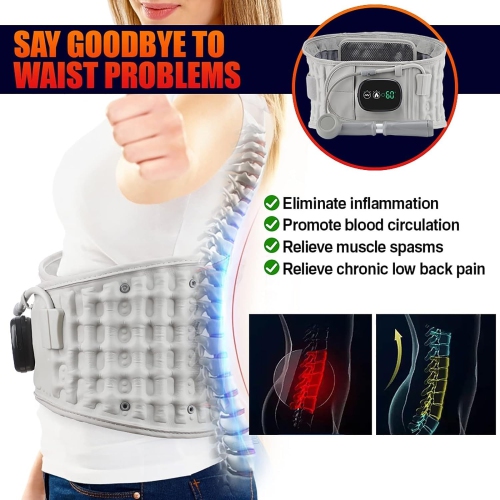 Lower Lumbar Support Back Brace Decompression Back Belt With 3 Heating Adjustable For Sciatica, Herniated Disc, Scoliosis Back Pain Relief