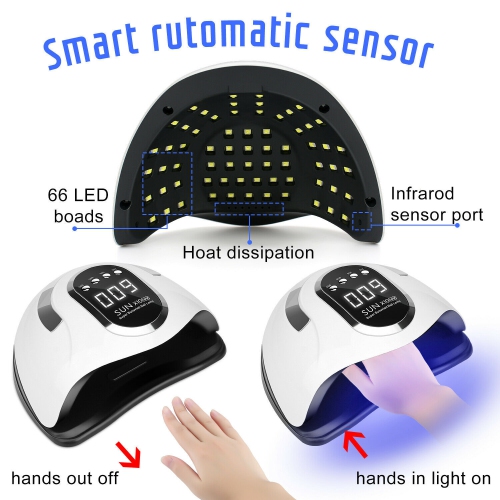 UV Nail Lamp,Dryer 220W Light for Nails with 4 Timers LED Lamp Gel Polish Kit,Professional Art Tools Automatic Sensor