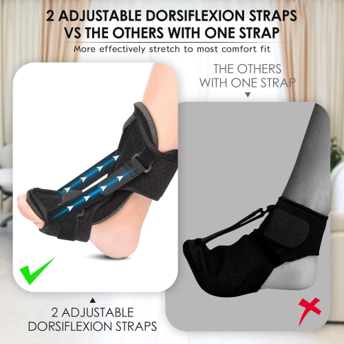 Plantar Fasciitis Night Splint Foot Brace with Foam Pad Ankle Brace for Achilles Tendonitis Relief Foot Drop Heel Arch Pain