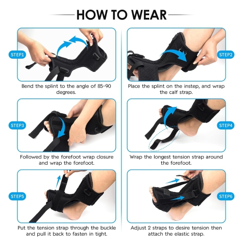 Plantar Fasciitis Night Splint Foot Brace with Foam Pad Ankle Brace for Achilles Tendonitis Relief Foot Drop Heel Arch Pain