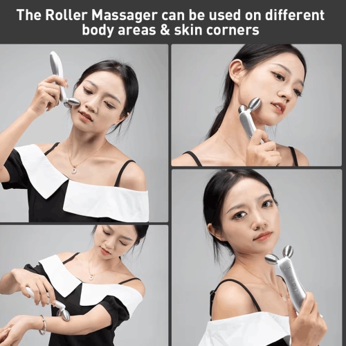 Electric EMS Microcurrent Beauty Introducer Facial Firming Lifting Roller Double Ball V Face Slimming Massager