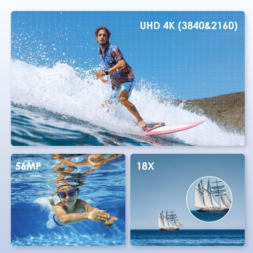 Video Camera Camcorder Waterproof Camera Support 4K Ultra HD 56MP 30FPS 18X Digital Zoom Underwater Camera