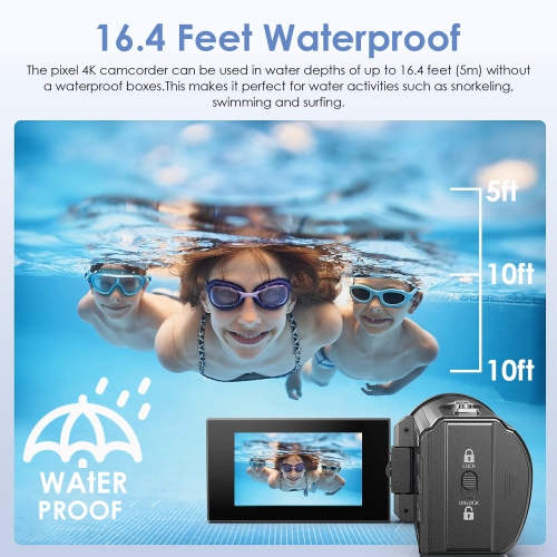 Video Camera Camcorder Waterproof Camera Support 4K Ultra HD 56MP 30FPS 18X Digital Zoom Underwater Camera
