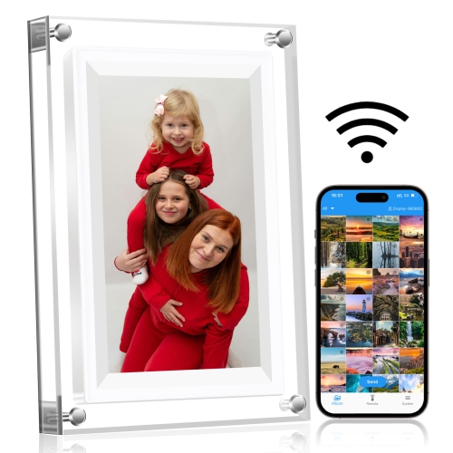 Image 1 of 6.. Acrylic Digital Photo Frame 7 Inches 2000mAh Automatically rotate Display IPS Screen 16G Memory Battery Gravity Induction