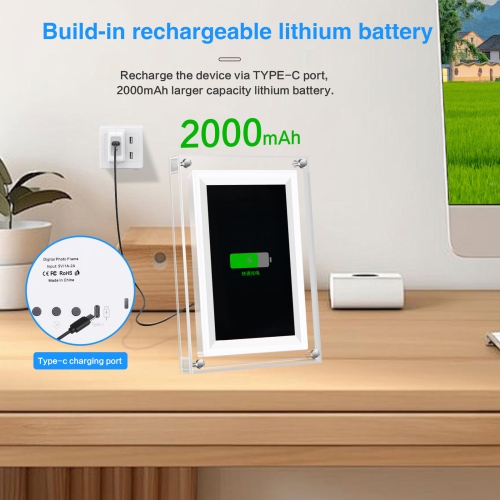 Acrylic Digital Photo Frame 7 Inches 2000mAh Automatically rotate Display IPS Screen 16G Memory Battery Gravity Induction