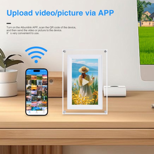 Acrylic Digital Photo Frame 7 Inches 2000mAh Automatically rotate Display IPS Screen 16G Memory Battery Gravity Induction