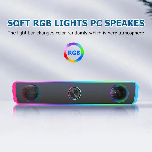 Wired PC Speakers USB Powered RGB Stereo Desktop Speaker for Laptop