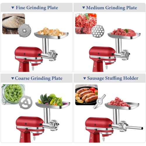 Hachoir à viande en métal pour batteur sur socle de KitchenAid, poussoir à saucisses