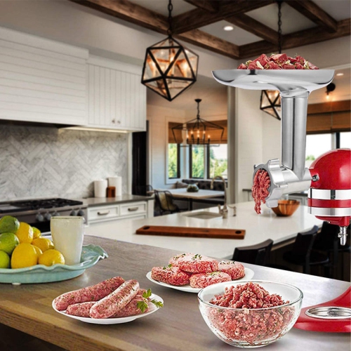 Hachoir à viande en métal pour batteur sur socle de KitchenAid, poussoir à saucisses