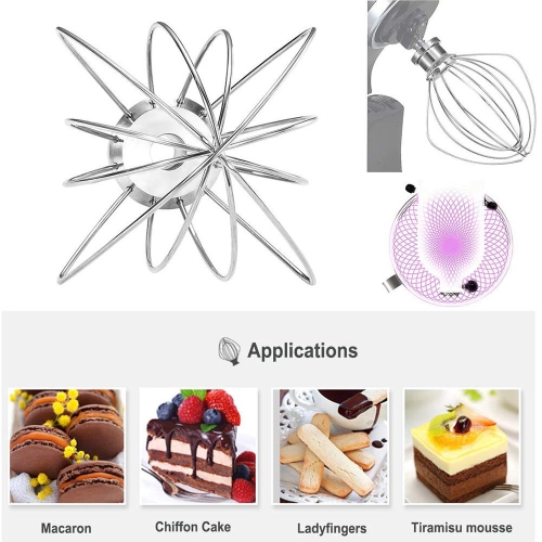 Fouet à 6 fils en acier inoxydable pour fouet KitchenAid, convient à KitchenAid de 4.5-5 pintes